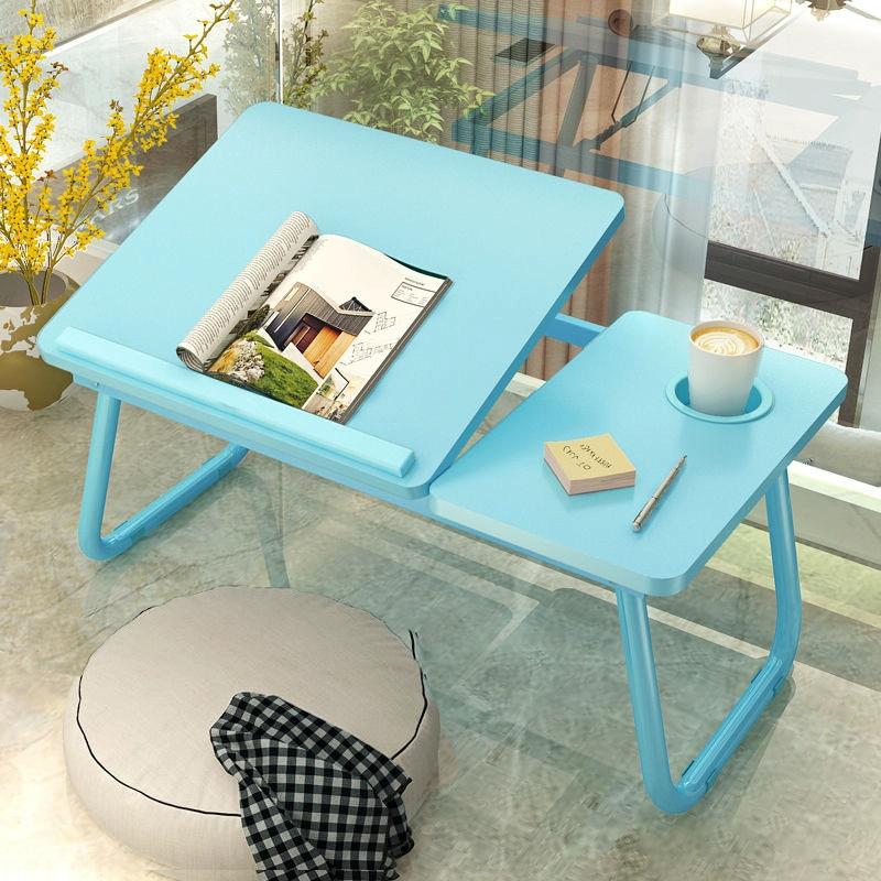 Adjustable Folding Laptop Desk with Cup Holder - Four-speed Lifting Table for Dorms - White Maple 15