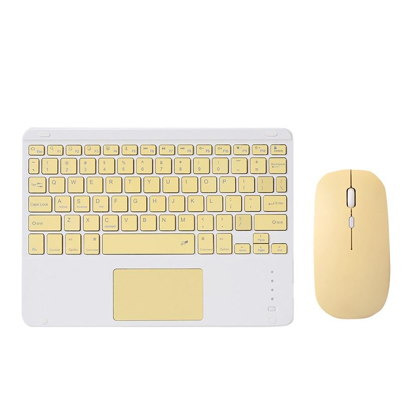 Portable 9.7 Tablet Keyboard With Bluetooth Touchpad & Mouse Set For Ipad - Yellow + Mouse