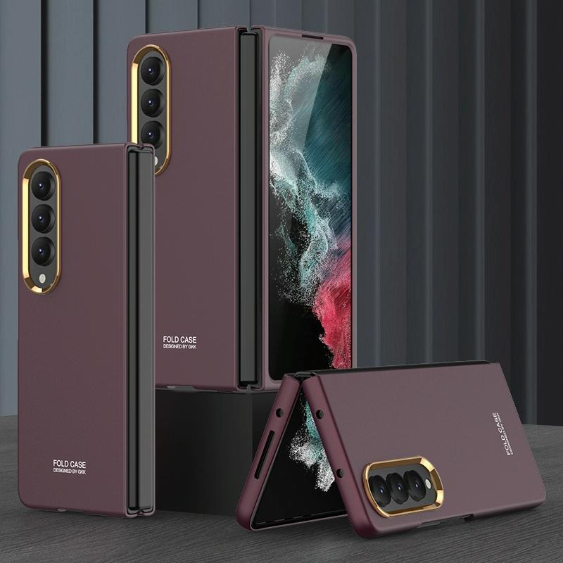 For Samsung Galaxy Z Fold4 5G Electroplating Lens Frame Case - Ultra Thin - Black 13