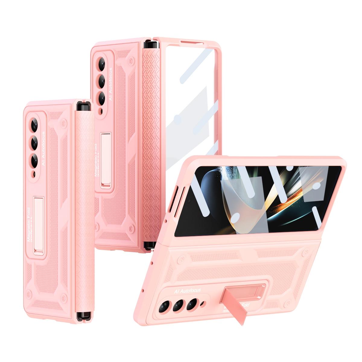 For Samsung Galaxy Z Fold4 5G Telescopic Hinge Foldable Phone Case With Stand - Green