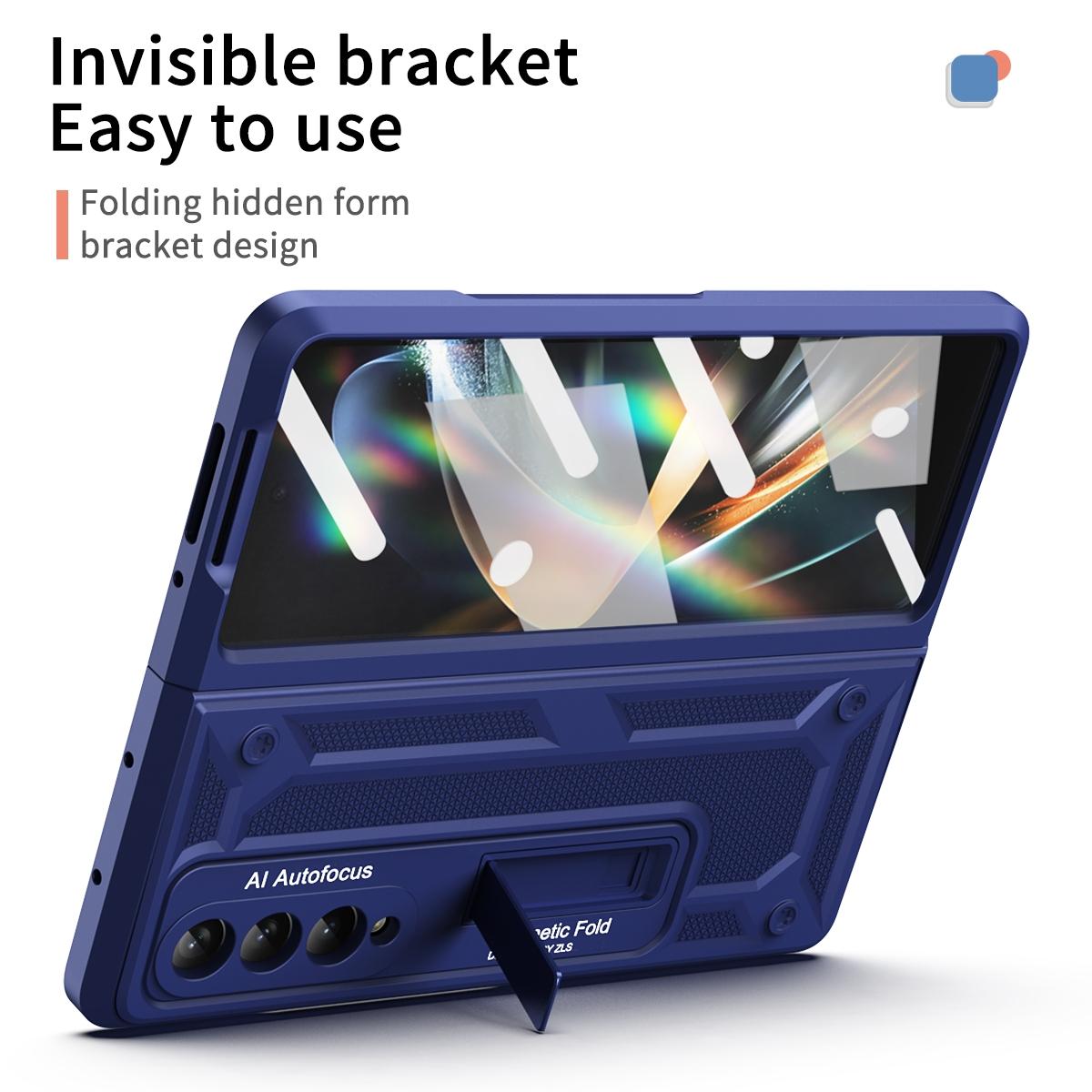 For Samsung Galaxy Z Fold4 5G Telescopic Hinge Foldable Phone Case With Stand - Green 3