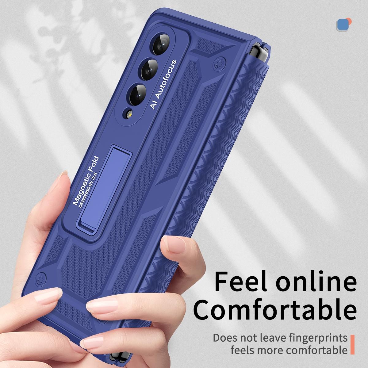 For Samsung Galaxy Z Fold4 5G Telescopic Hinge Foldable Phone Case With Stand - Green 6