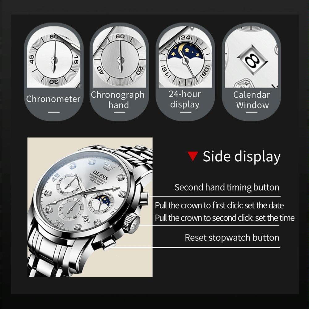 Waterproof Luminous Quartz Watch for Men - Multifunctional - Blue 9
