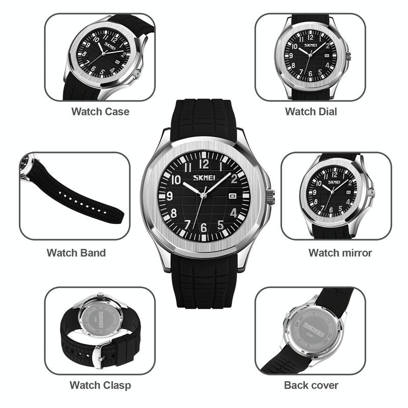 Waterproof Men Multifunctional Outdoor Watch - Black Belt White Noodles 4