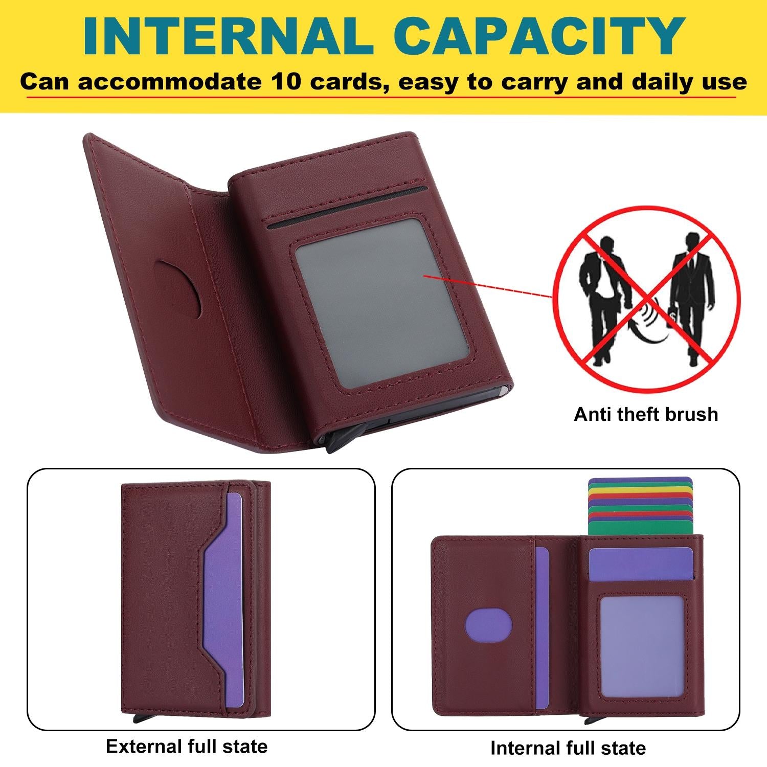 10x6x3cm Secure Brush Card Bag - Compact and Protective - Wine Red 11