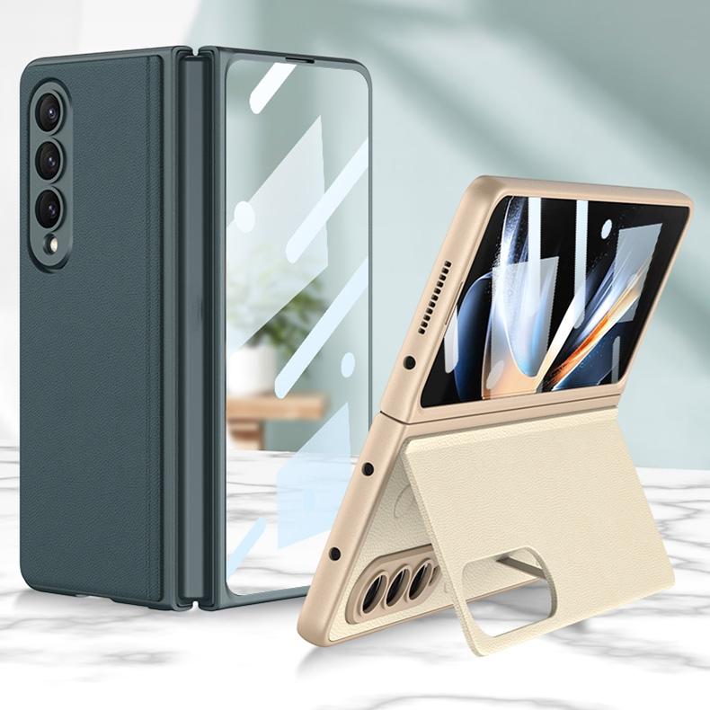 For Samsung Galaxy Z Fold4 5G Foldable Leather Case With Stand - Ultra Thin - Wine Red 3