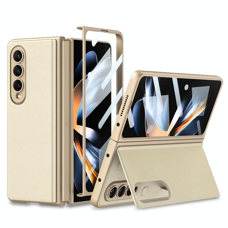 For Samsung Galaxy Z Fold4 5G Foldable Leather Case With Stand - Ultra Thin - Wine Red 10