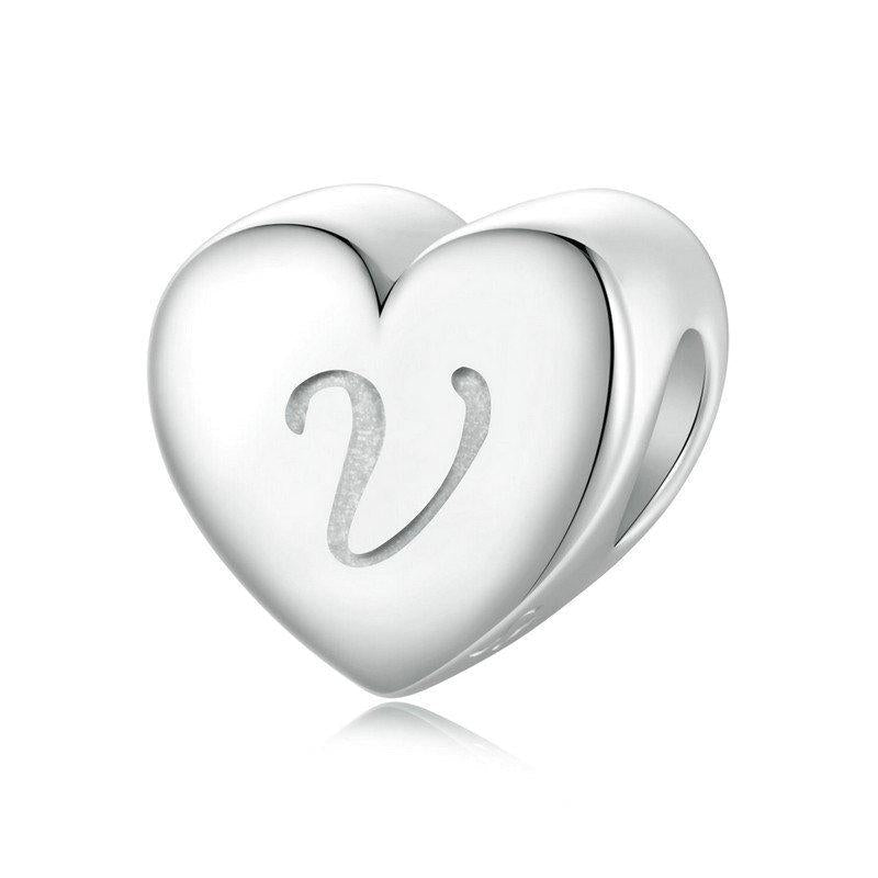 925 Sterling Silver Platinum Plated Love Letters Diy Beads In - E 11