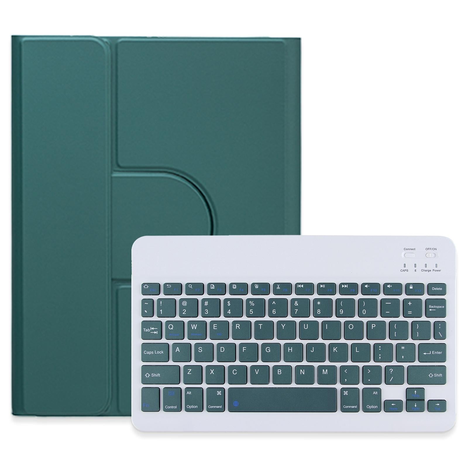 360 Degree Rotatable Bluetooth Keyboard Leather Case - Square Button - Dark Green - For Ipad 10Th Gen 10.9 2022