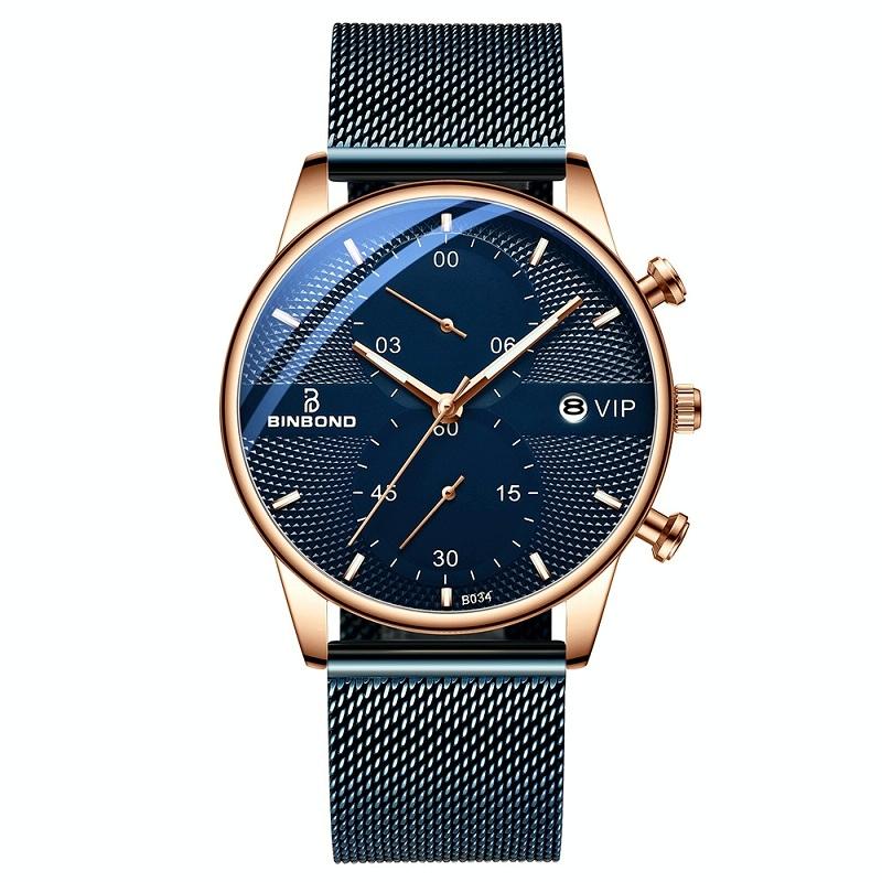 Men Multifunctional Luminous Quartz Watch - Business Style - White Mash Rose Shell White Surface