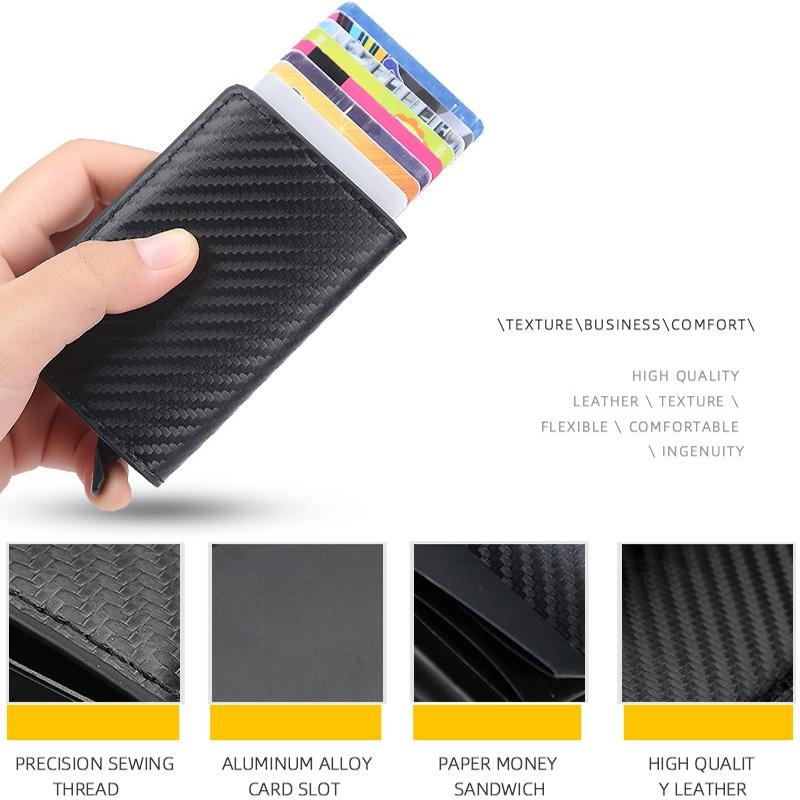 Rfid-protected Plaid Leather Wallet with Automatic Card Ejector - Gold 6