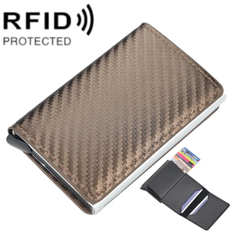 Rfid-protected Plaid Leather Wallet with Automatic Card Ejector - Gold 11