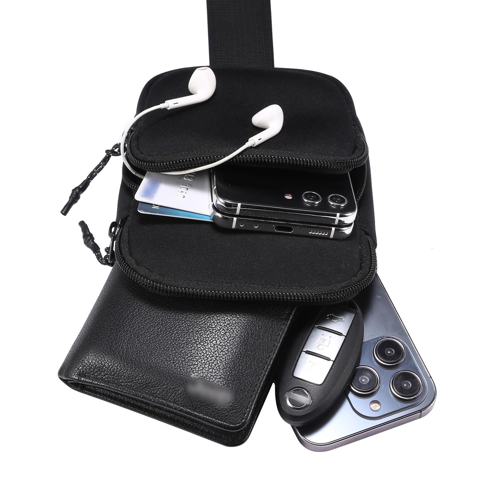 Universal Nylon Chest Bag For 5.5 Inch -7.2 Inch Phones Fashionable And Functional - Black 4