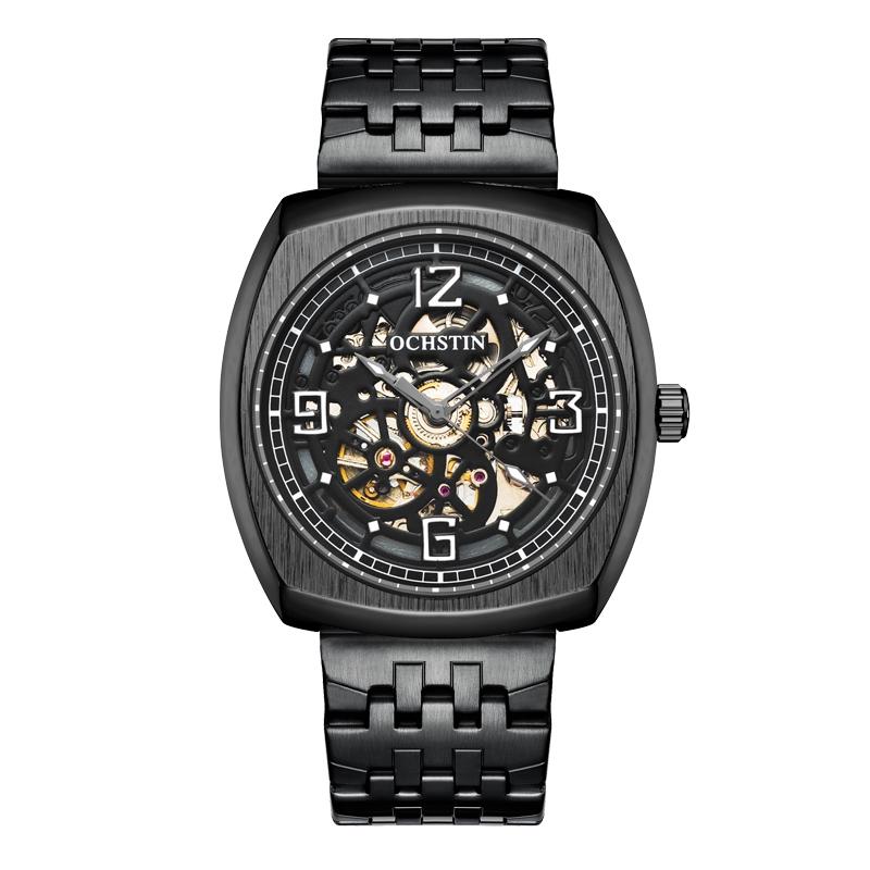 Masterpiece Mechanical Men Watch with Steel Band - Silver Black
