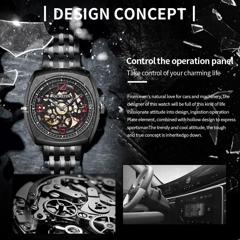 Masterpiece Mechanical Men Watch with Steel Band - Silver Black 7