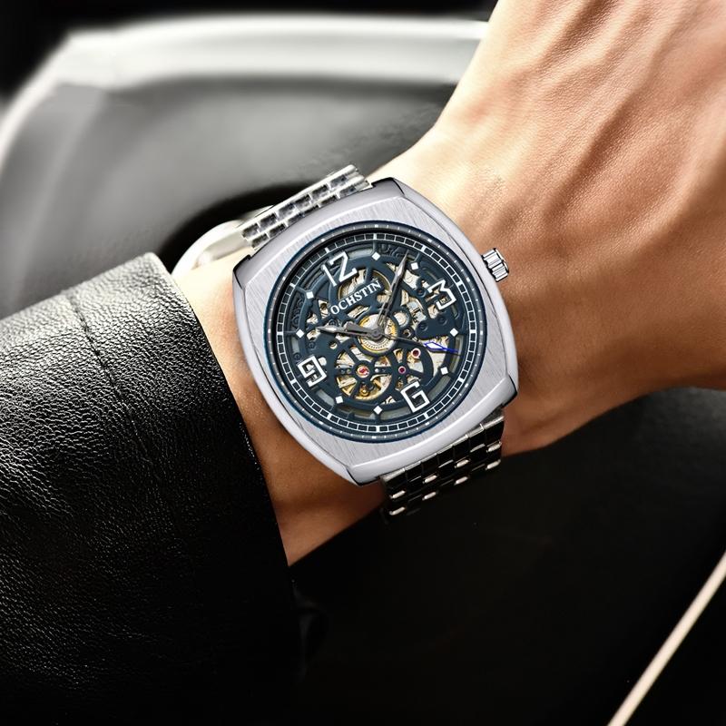 Masterpiece Mechanical Men Watch with Steel Band - Silver Black 8