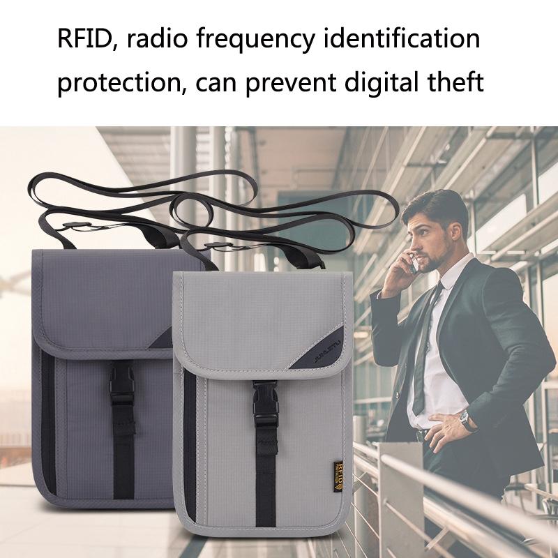 Neck Strap Rfid Passport Bag for Travel - Light Grey 6
