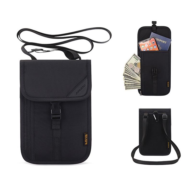 Neck Strap Rfid Passport Bag for Travel - Light Grey 10