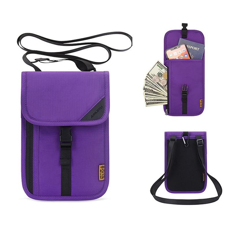Neck Strap Rfid Passport Bag for Travel - Light Grey 12