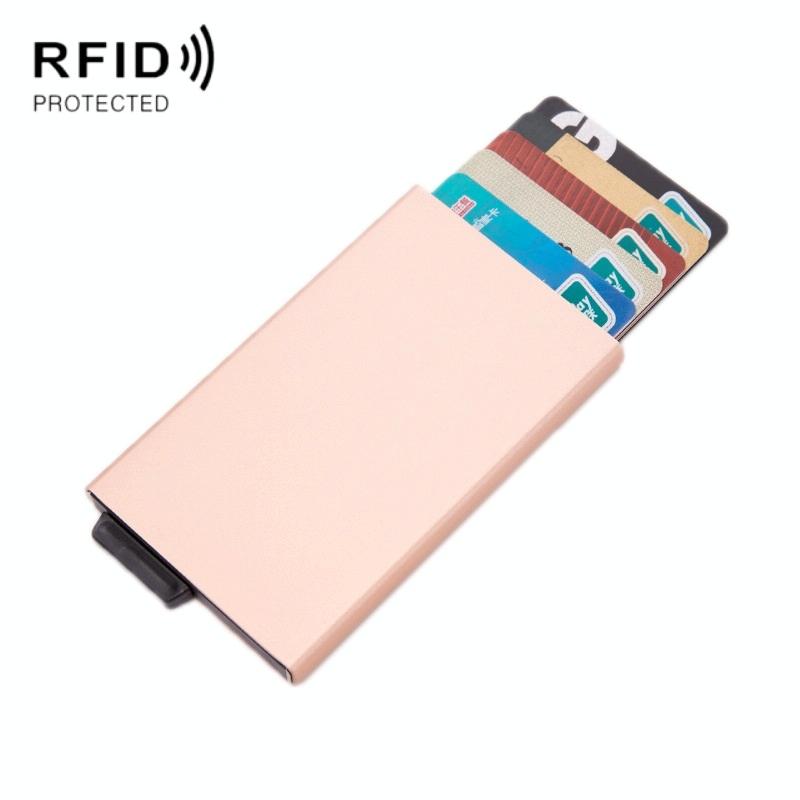Automatic Eject Rfid Blocking Aluminum Card Wallet - Silver 8