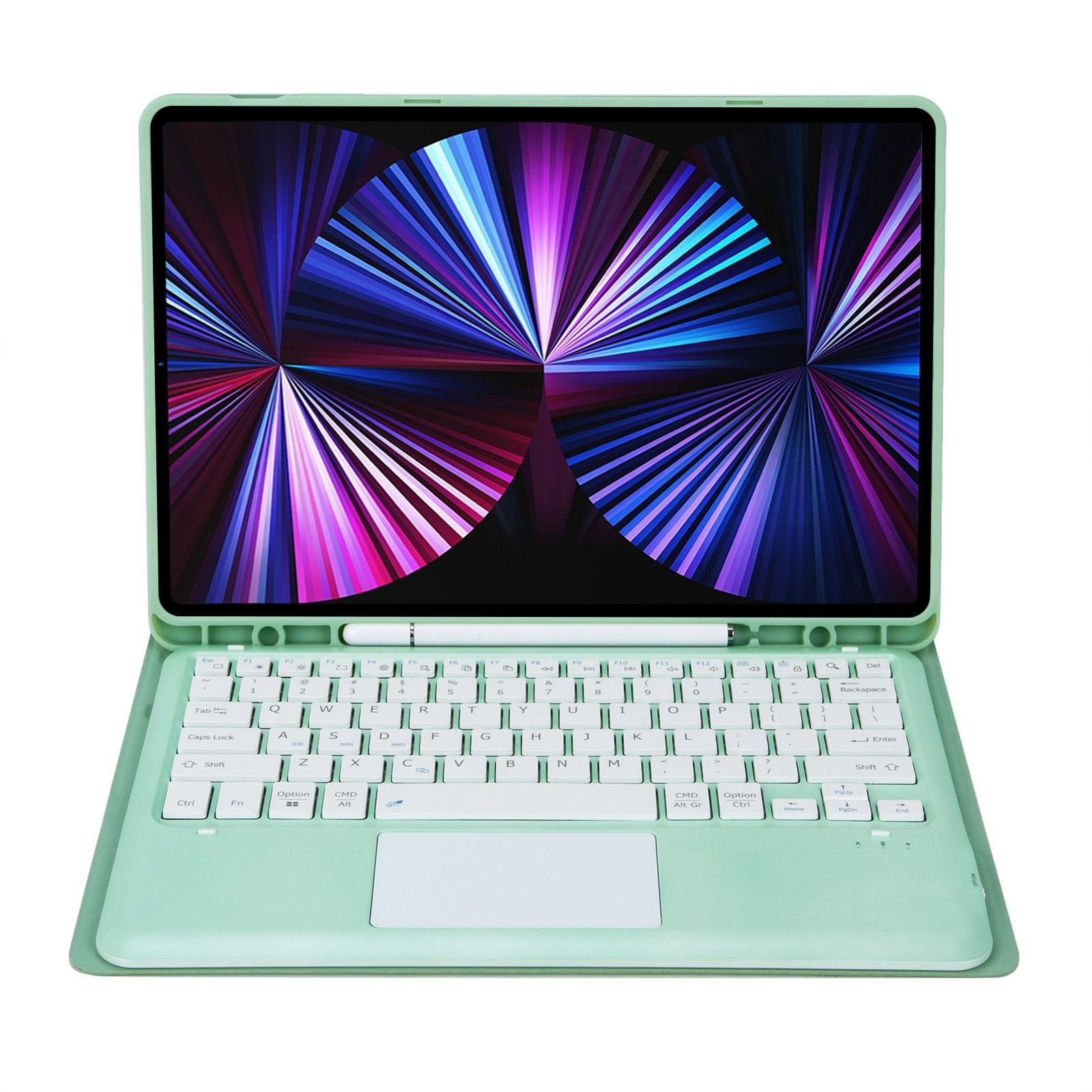 Detachable Bluetooth Keyboard Leather Case For Ipad Pro 12.9 2021 / 2020 / 2018 With Touch Pad - Mint Green 12