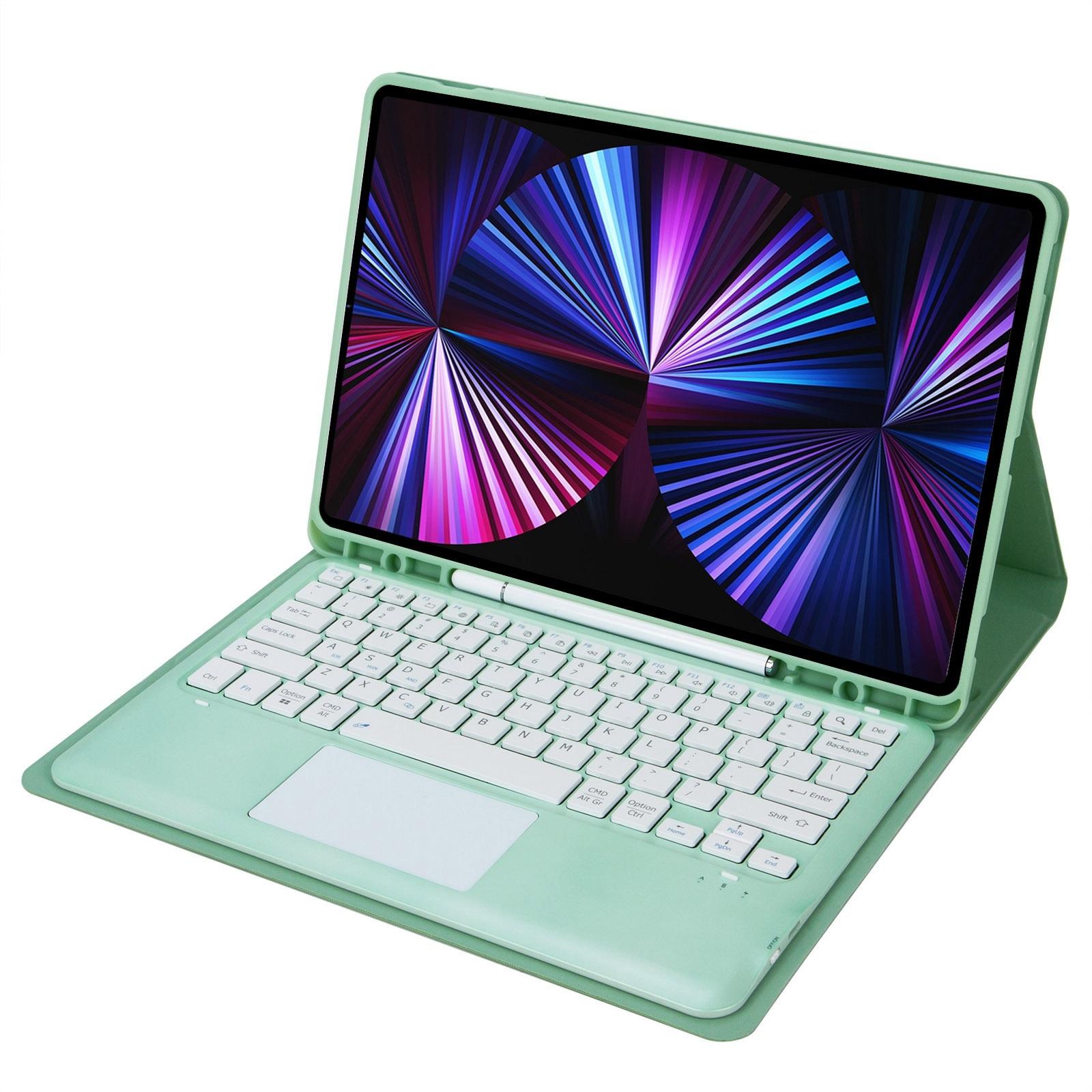 Detachable Bluetooth Keyboard Leather Case For Ipad Pro 12.9 2021 / 2020 / 2018 With Touch Pad - Mint Green 13