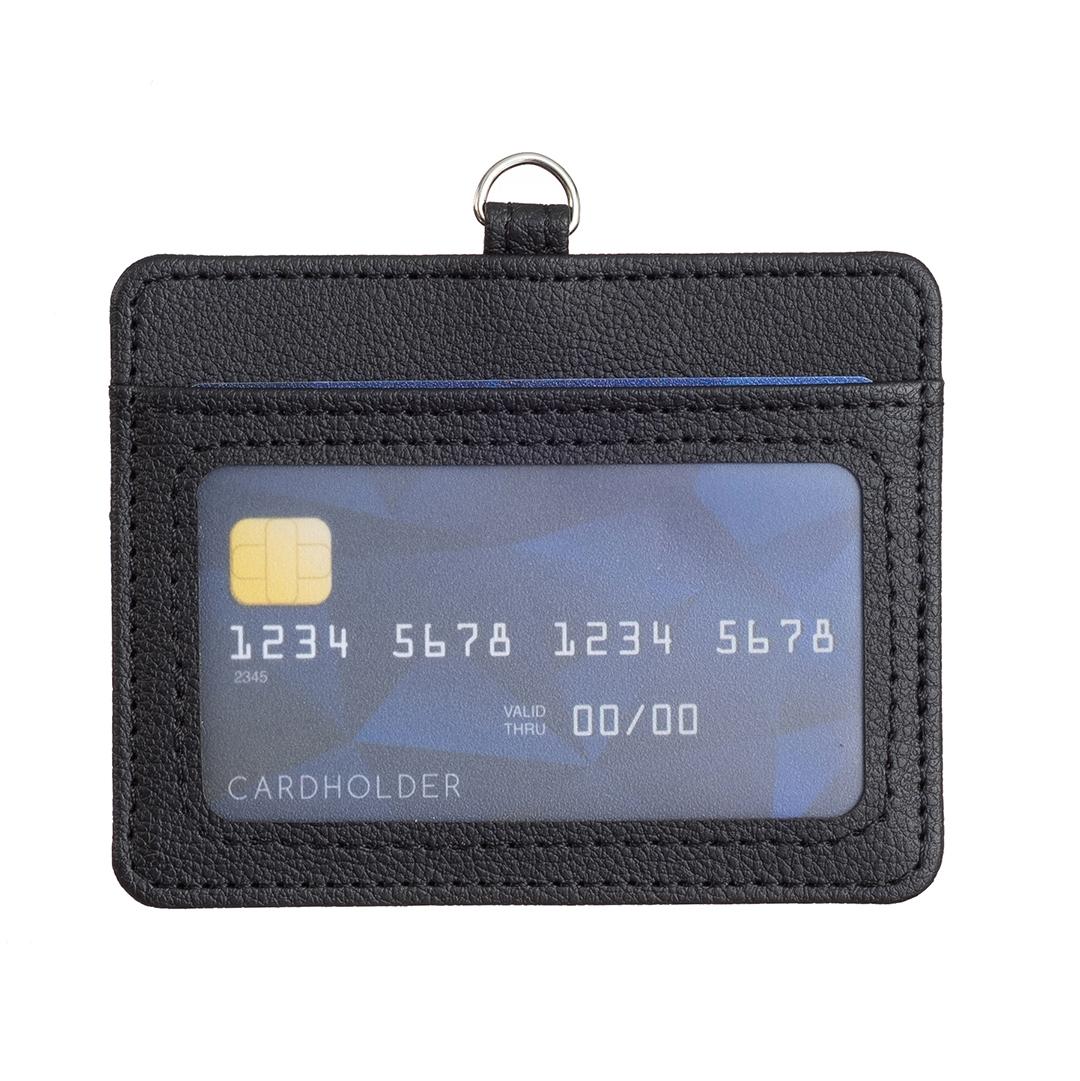 Horizontal Id Card Bag & Lanyard - Black