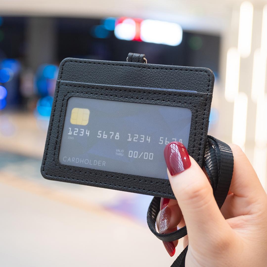 Horizontal Id Card Bag & Lanyard - Black 6