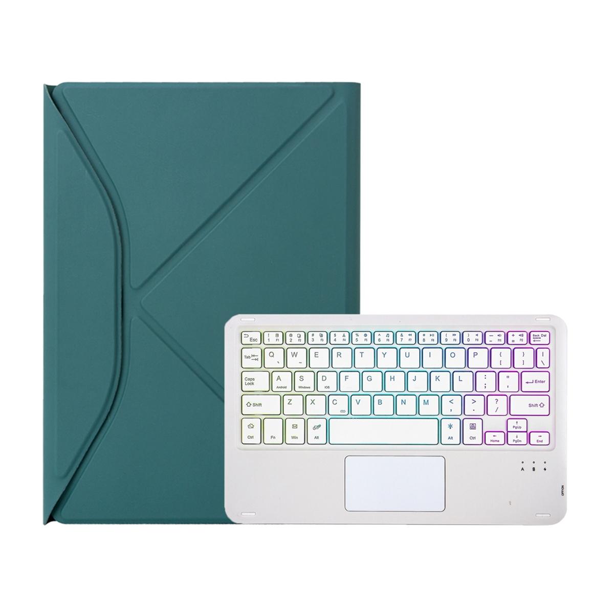 Touchpad Bluetooth Keyboard Leather Tablet Case With Pen Slot And Backlight - Sky Blue 15