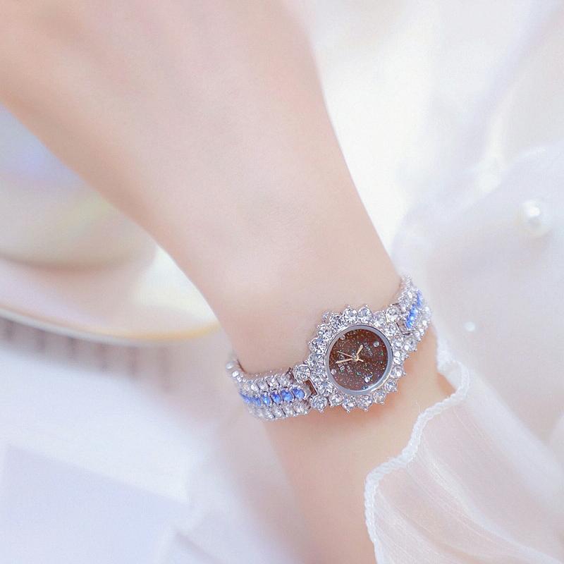 Sparkling Diamond Chain Watch for Women - Full of Elegance - Rose Coffee 3