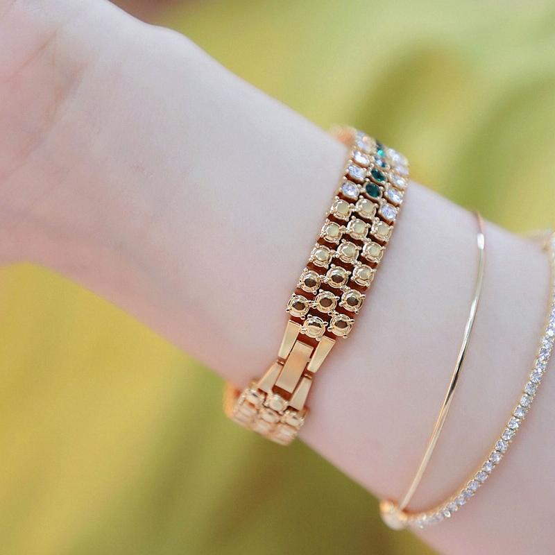Sparkling Diamond Chain Watch for Women - Full of Elegance - Rose Coffee 8