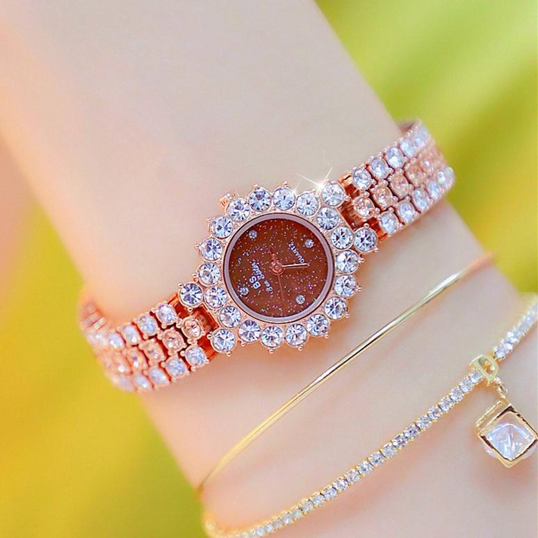 Sparkling Diamond Chain Watch for Women - Full of Elegance - Rose Coffee 13