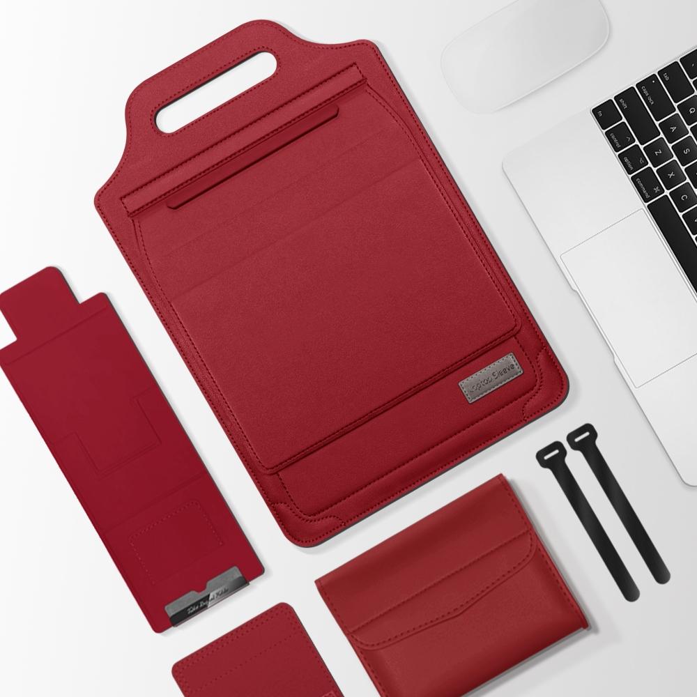 Versatile Laptop Bag with Mouse Pad Stand - Red 9