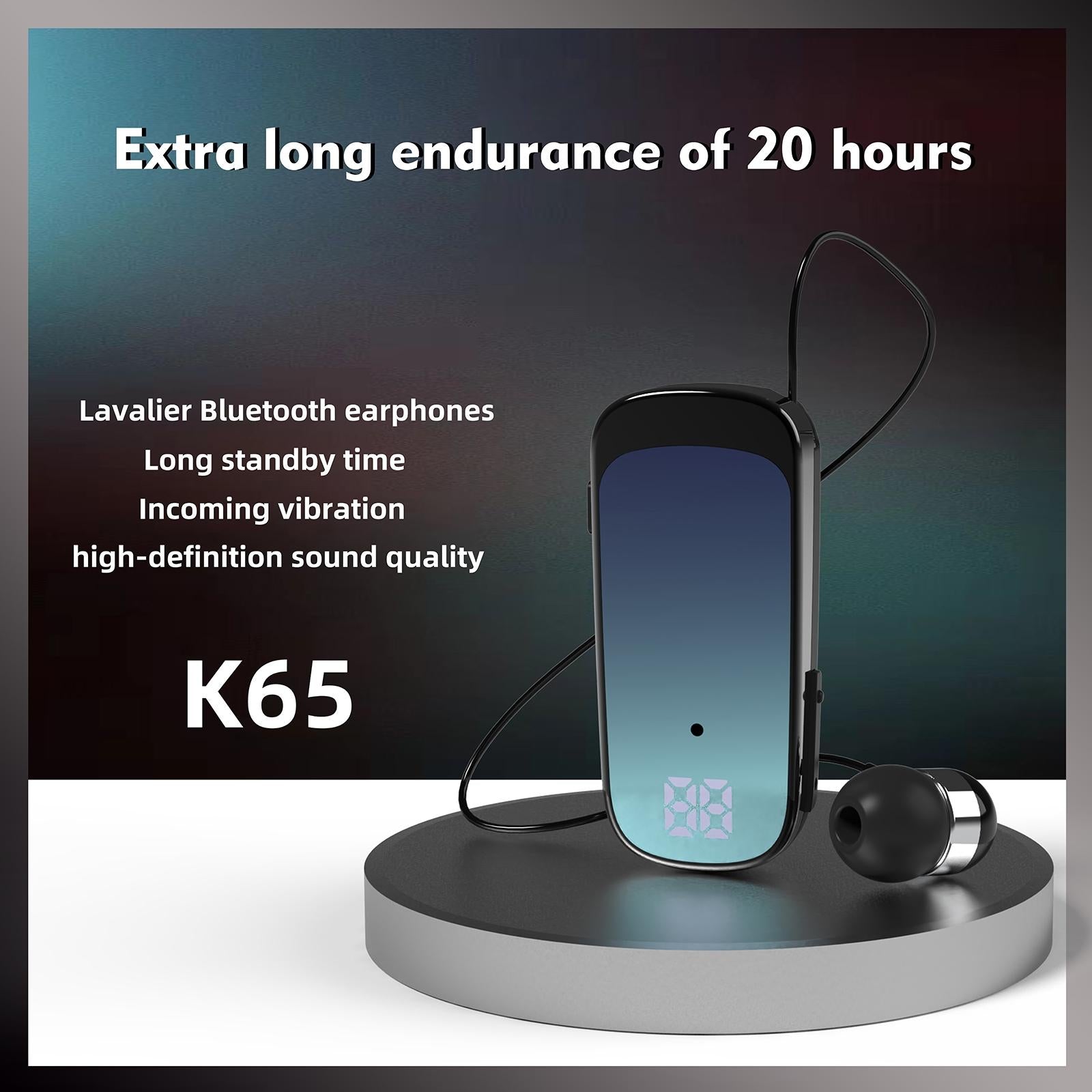 K65 Wireless Business Earbuds - Retractable Cable - Green 3
