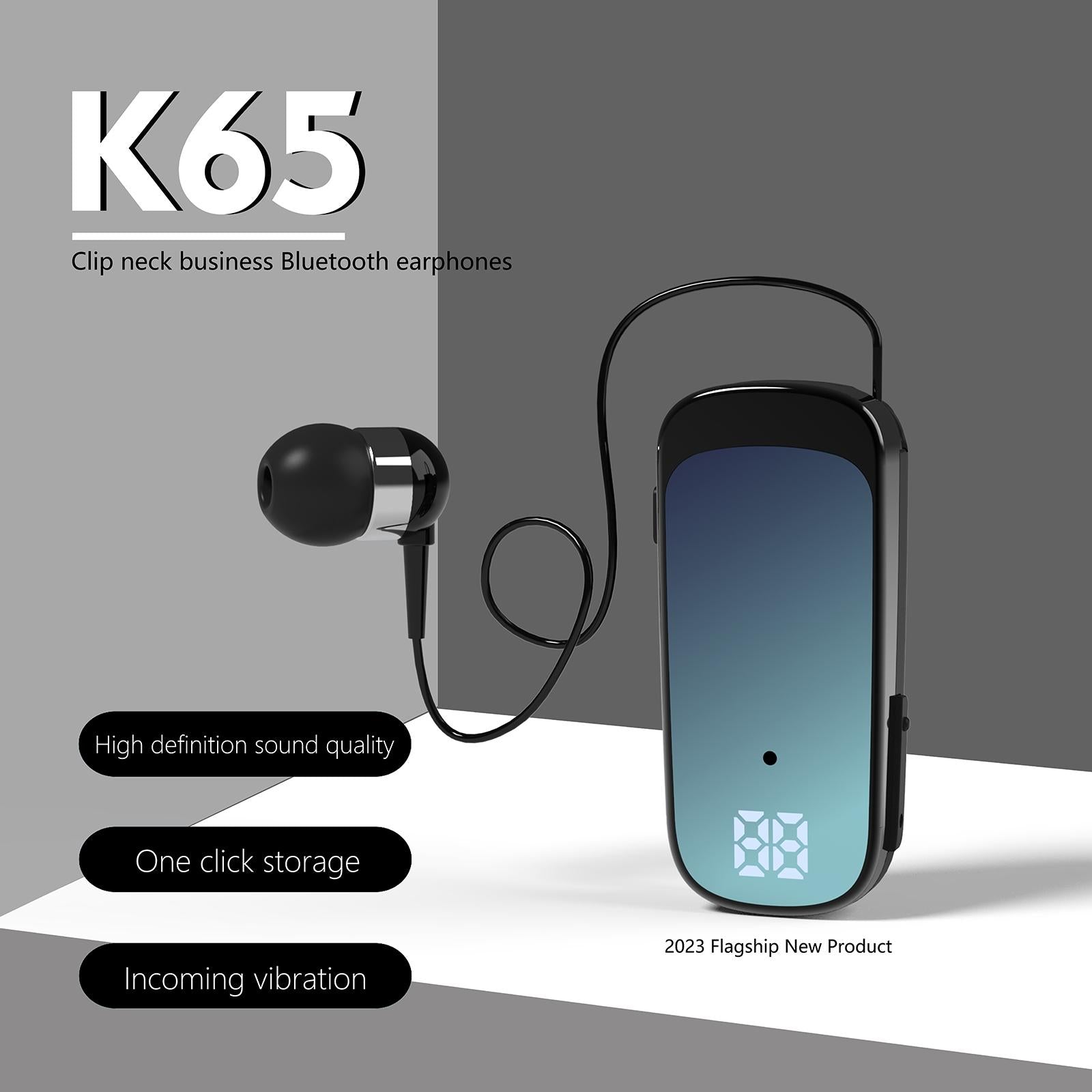 K65 Wireless Business Earbuds - Retractable Cable - Green 6