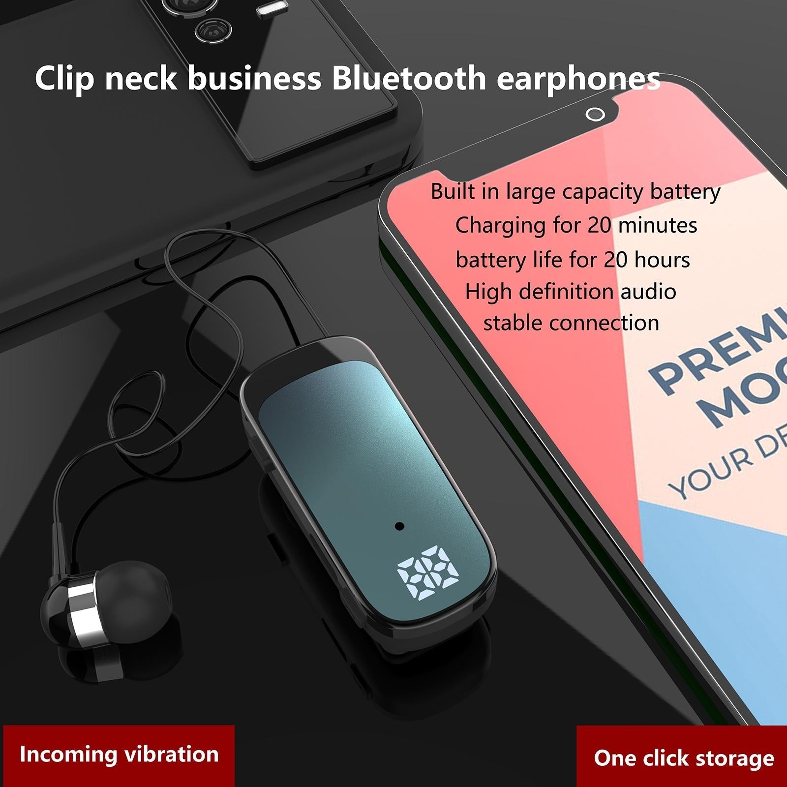 K65 Wireless Business Earbuds - Retractable Cable - Green 7
