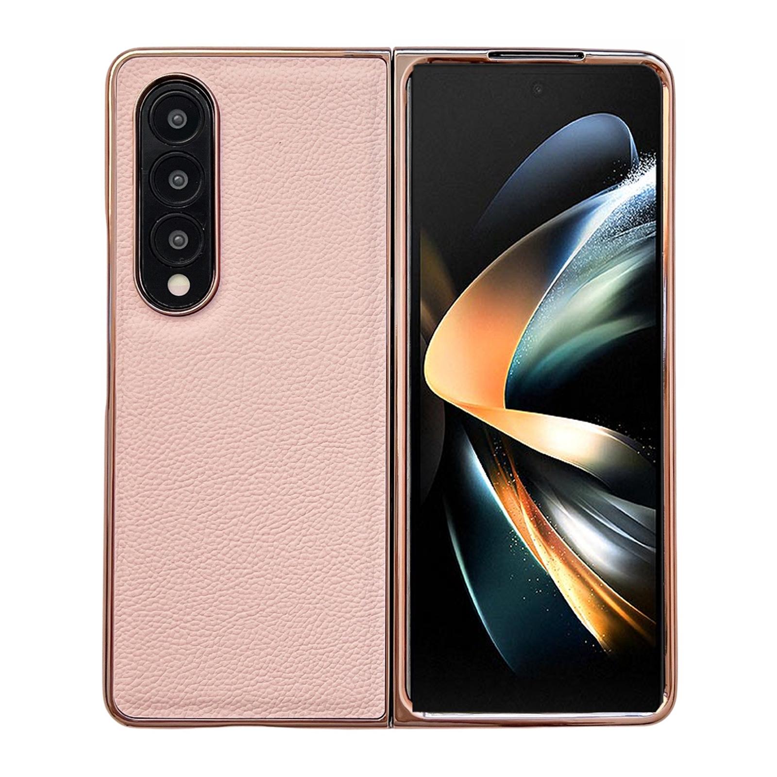 For Samsung Galaxy Z Fold4 5G Skyline Series Nano Electroplating Pu Case - Sky Blue