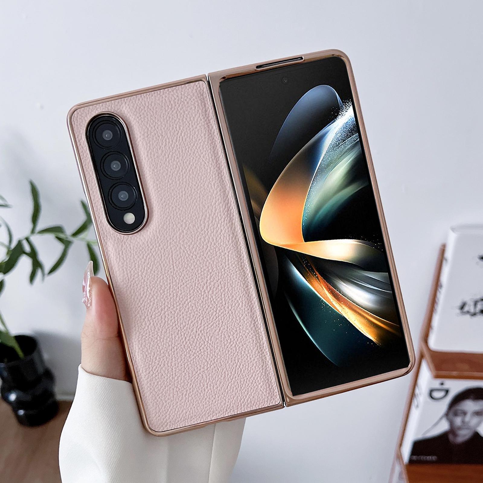 For Samsung Galaxy Z Fold4 5G Skyline Series Nano Electroplating Pu Case - Sky Blue 3