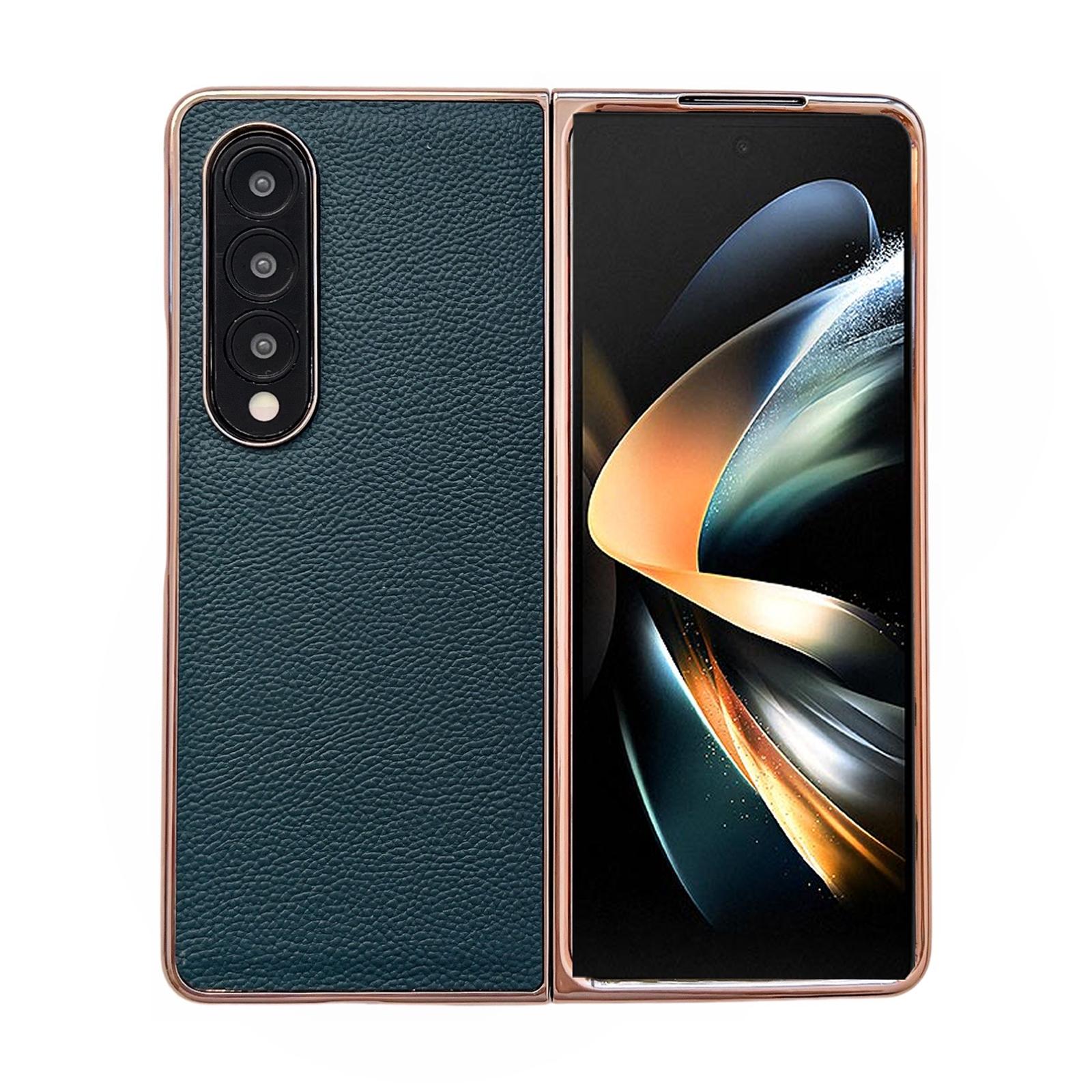 For Samsung Galaxy Z Fold4 5G Skyline Series Nano Electroplating Pu Case - Sky Blue 8