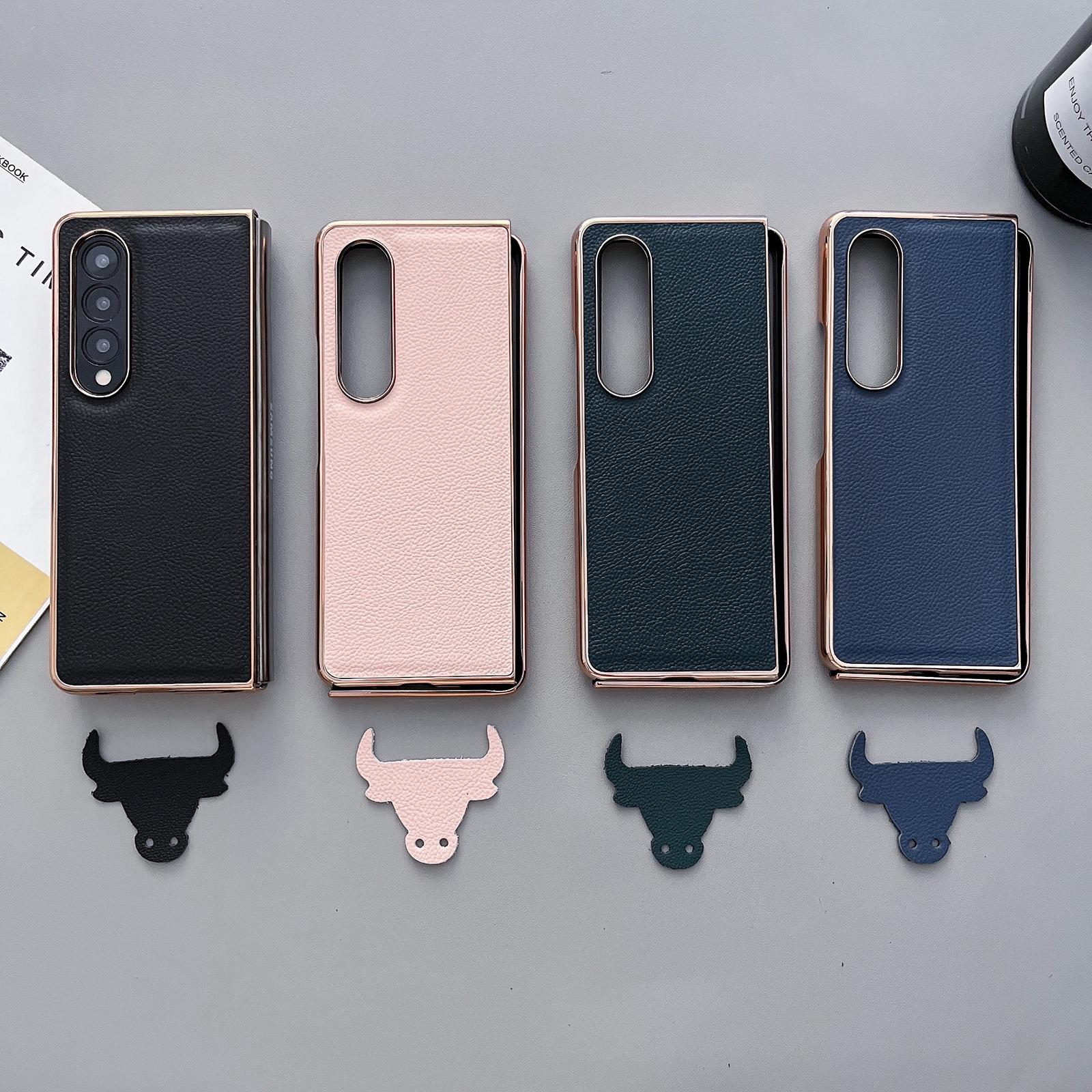 For Samsung Galaxy Z Fold4 5G Skyline Series Nano Electroplating Pu Case - Sky Blue 13