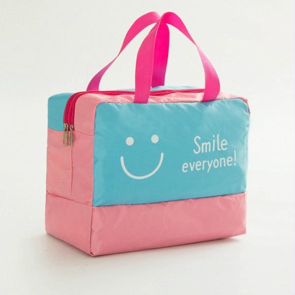 Travel Bag - Waterproof Oxford Cloth - Pink Smiley Face 12
