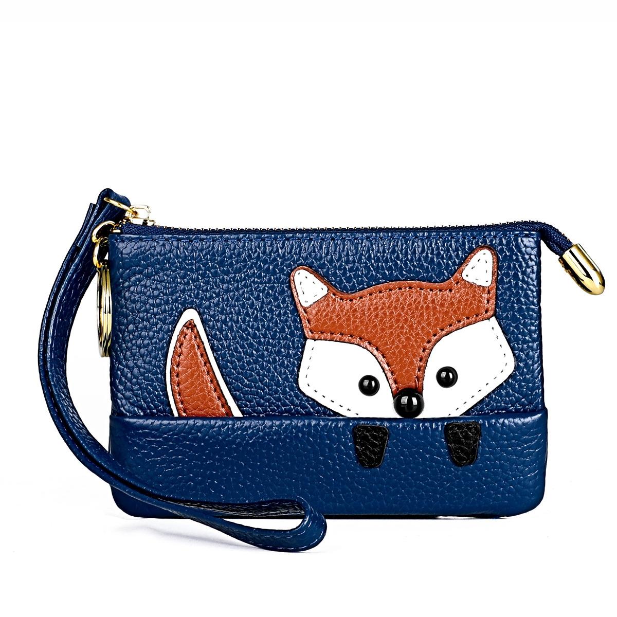 Mini Leather Fox Key Case for Sewing Thread - Blue 12