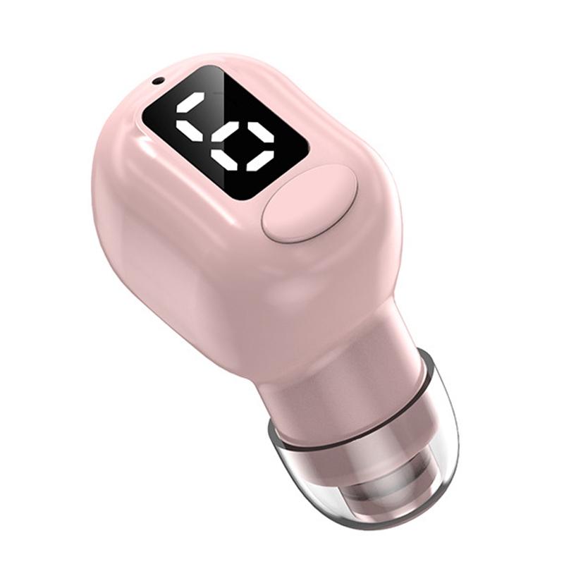 Mini Bluetooth Earphones with M5 Digital Display - Pink 10