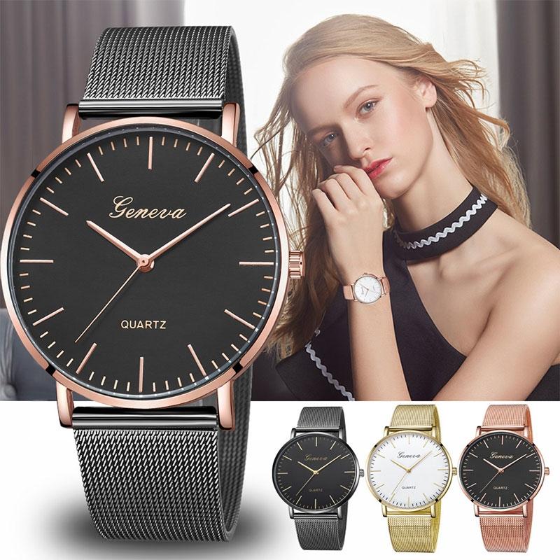 Stainless Steel Mesh Unisex Quartz Watch - Gold Shell White Dial Gold Needle 6