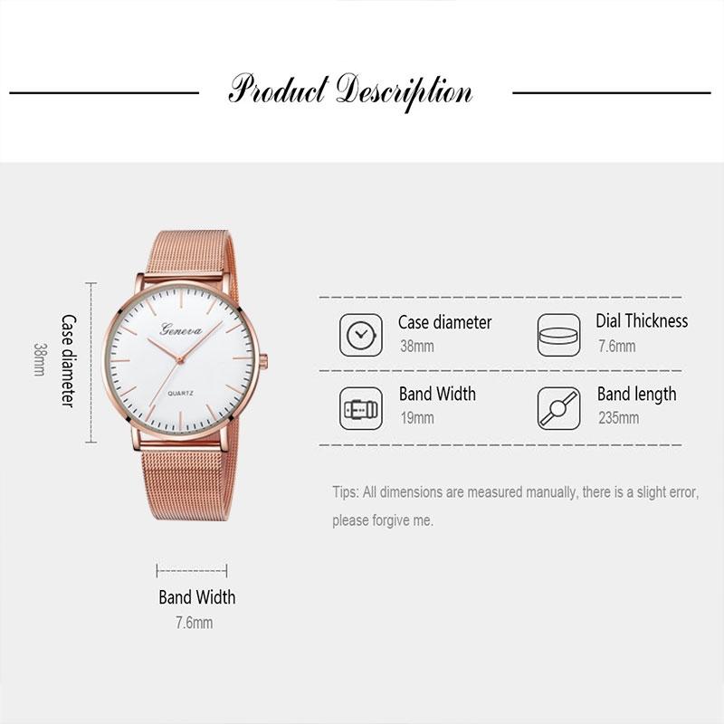 Stainless Steel Mesh Unisex Quartz Watch - Gold Shell White Dial Gold Needle 9