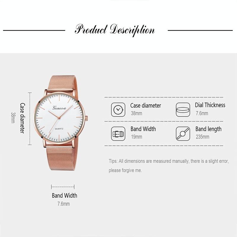 Stainless Steel Mesh Unisex Quartz Watch - Gold Shell White Dial Gold Needle 15