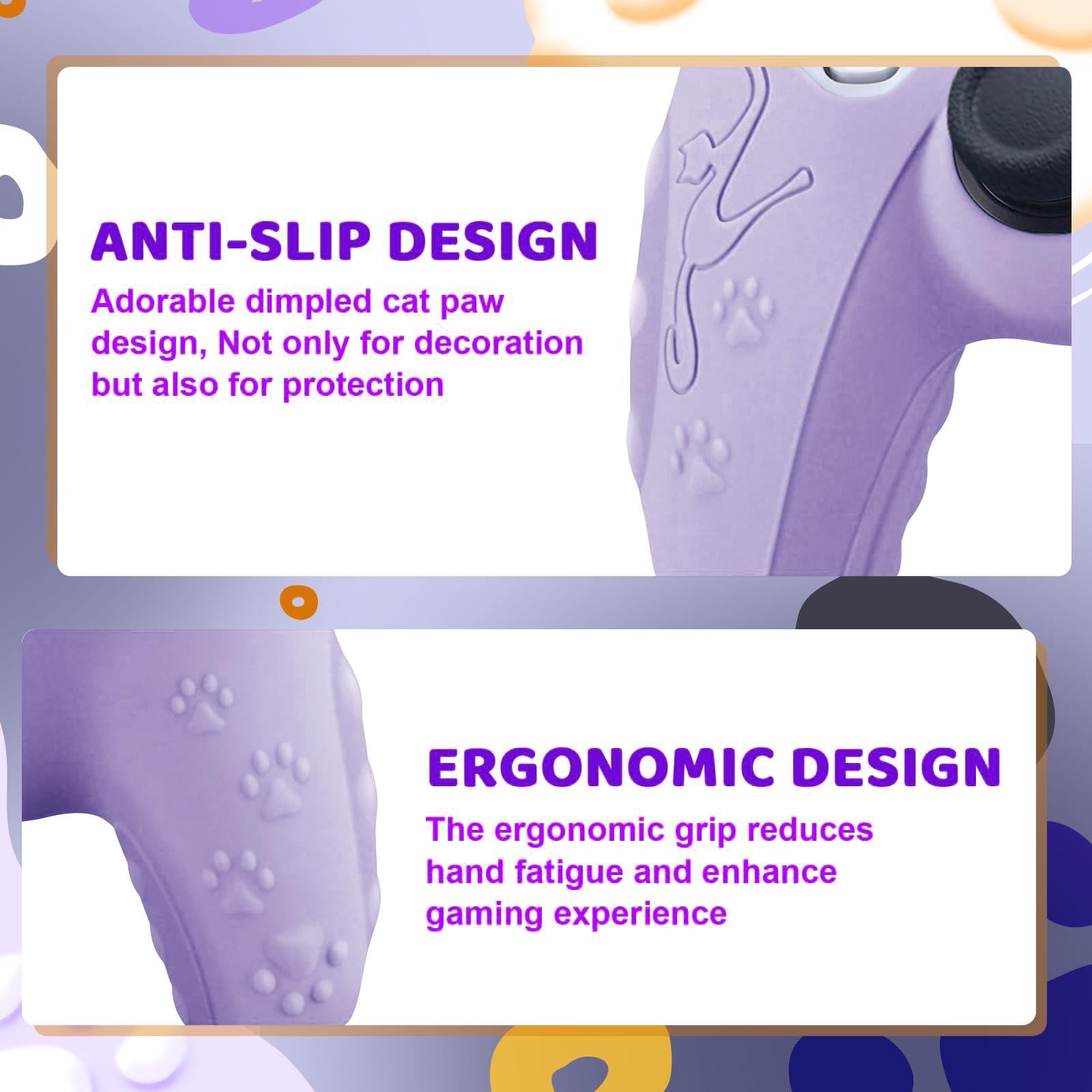 Silicone Cat Ear Gamepad Cover for Sony Ps5 - Purple 6