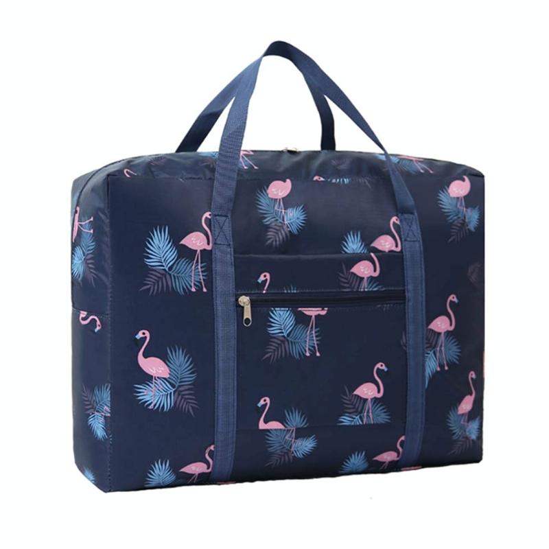 Waterproof Foldable Travel Bag - Compact & Durable - Black Flamingo 13