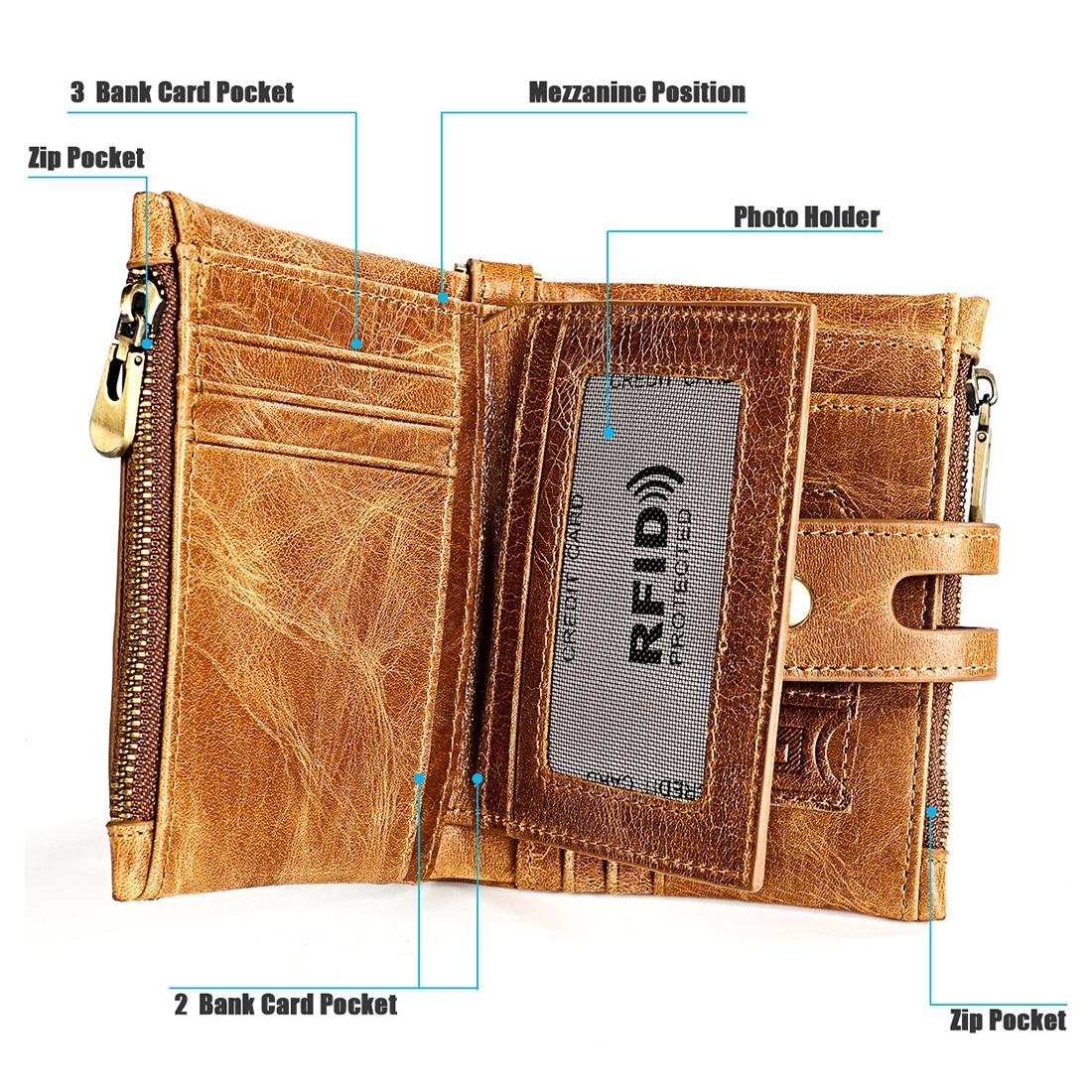 Men Rfid Leather Wallet with Card Slots - Coffee 8