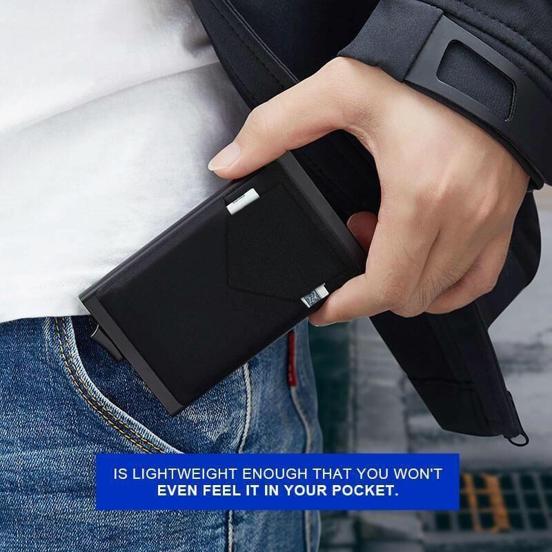 Metal Rfid Card Holder Wallet - Compact Design - Black 9